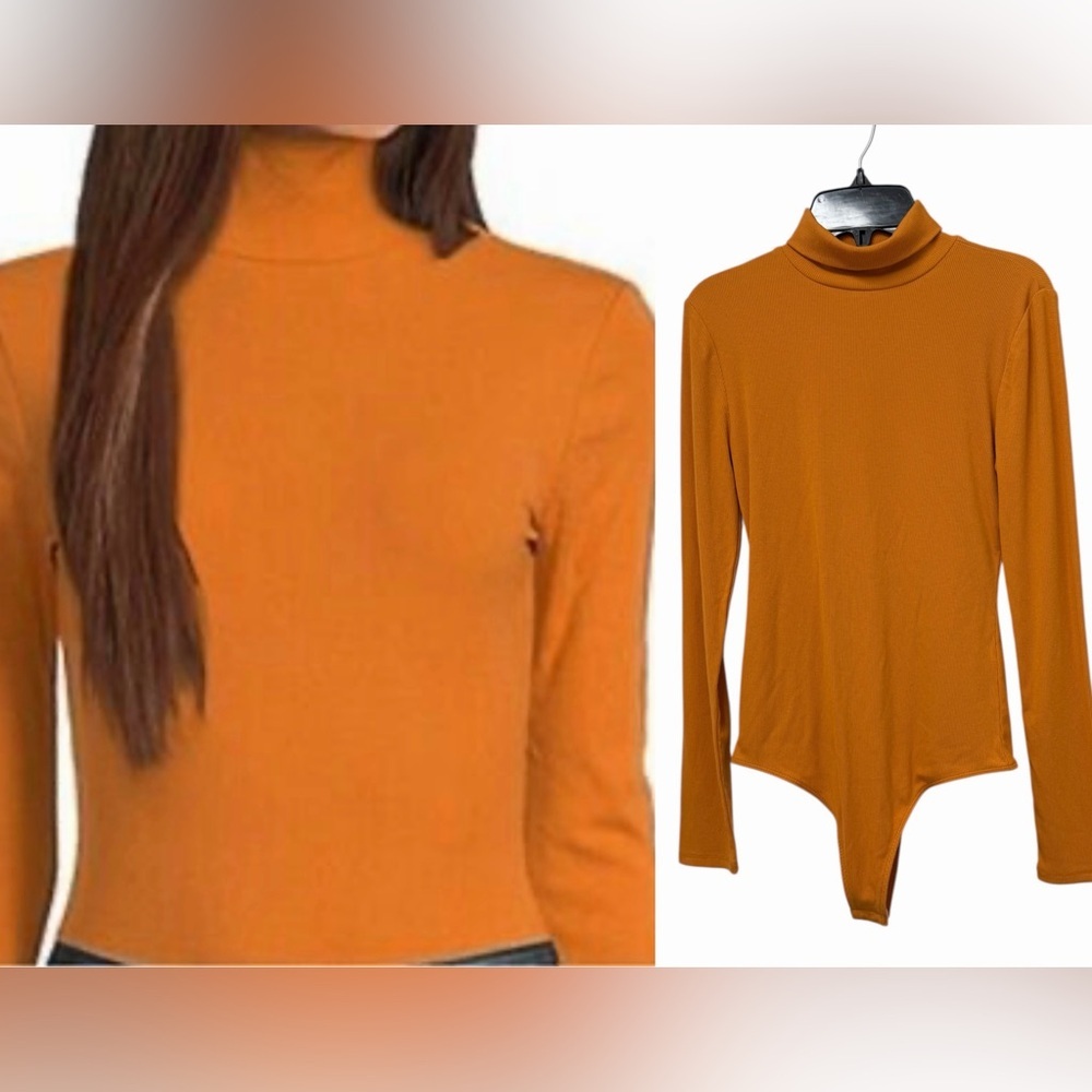 NWT Chelsea & Violet Jessica Knit Ribbed Turtle Neck Long Sleeve Bodysuit, S